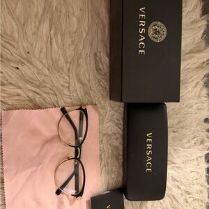 Versace Women's Glasses with Black Frame and Gold Details 100% authentic